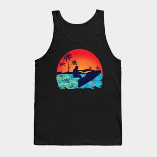 Jet Ski Sunset Palm Design Tank Top